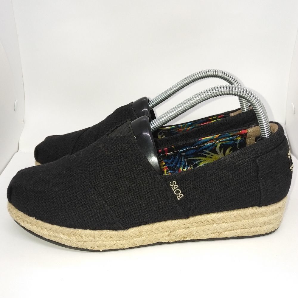 Bobs By Skechers Highlight High Jinx‎ Espadrilles Women's Size 9.5 Black, Tan
